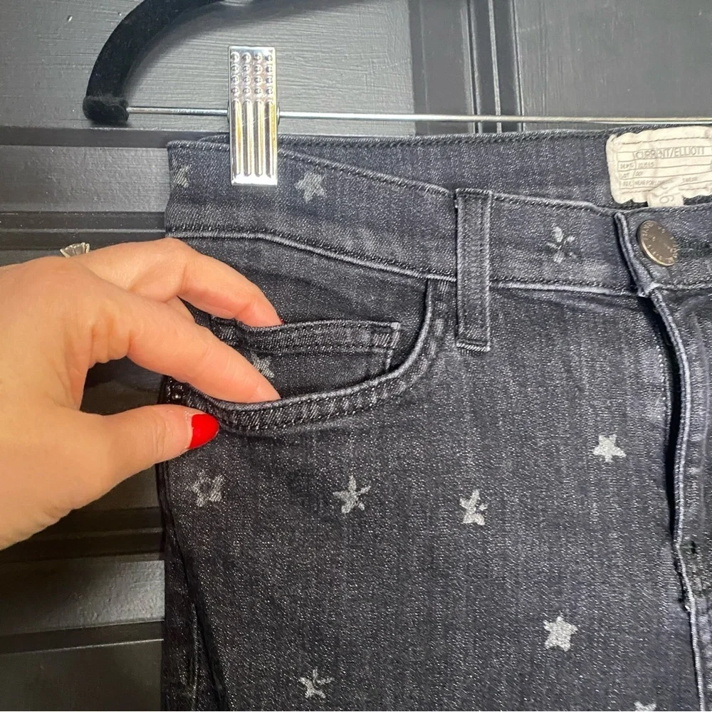 Current/Elliott The Stiletto Jean in Washed Black Mini Star Print Size 29